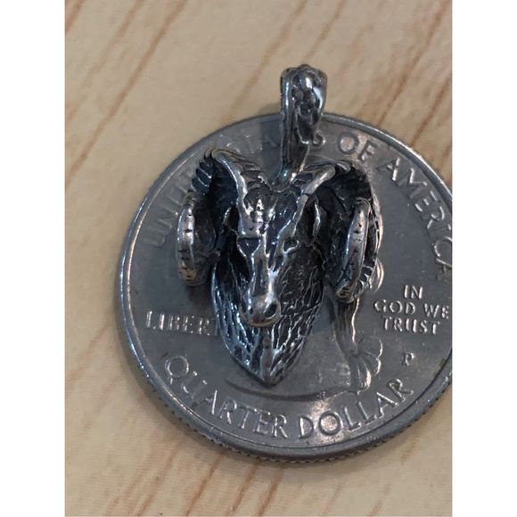 Ram Head Sterling Silver Jewelry Charm - Picture 3 of 4